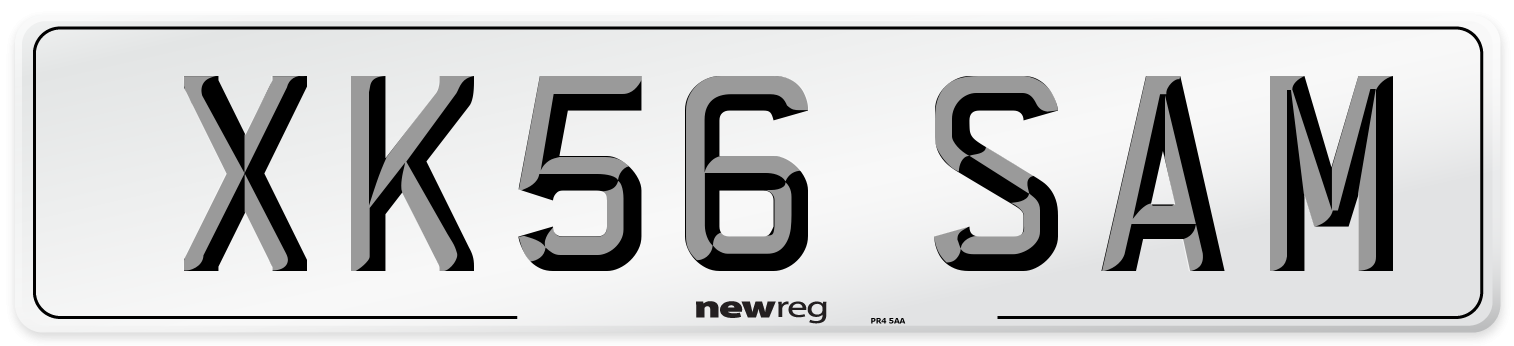 XK56 SAM Number Plate from New Reg